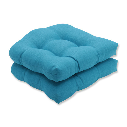 Set of 2 Caribbean Summer Blue Outdoor Patio Tufted Seat Cushions 19" - IMAGE 1