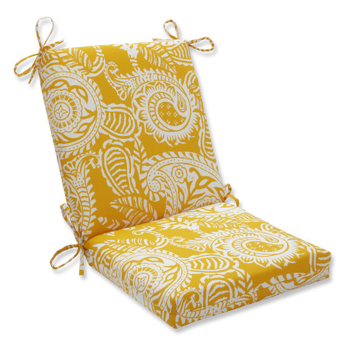 Paisley Outdoor Patio Chair Cushion - 36.5" - Yellow and White - IMAGE 1