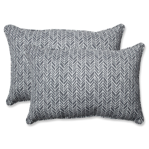 Set of 2 Stone Gray and White Corded Throw Pillow 24.5" - IMAGE 1