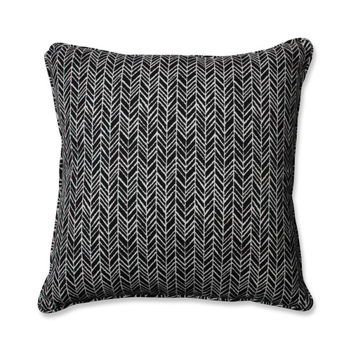 Geometric Square Corded Floor Pillow - 25” - Black and White - IMAGE 1