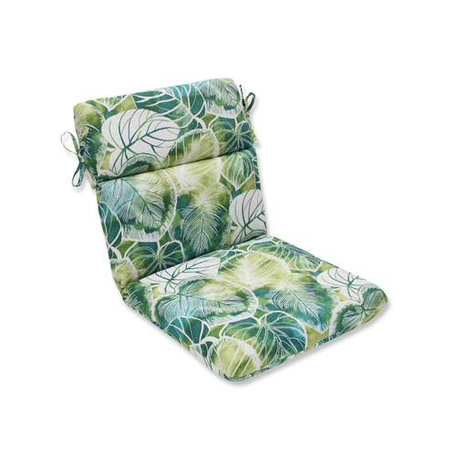 40.5” Green and Blue Tropical Outdoor Patio Rounded Chair Cushion with Ties - IMAGE 1