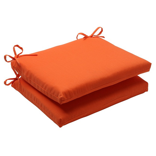 Set of 2 Orange Sunrise Outdoor Patio Squared Seat Cushions 18.5" - IMAGE 1