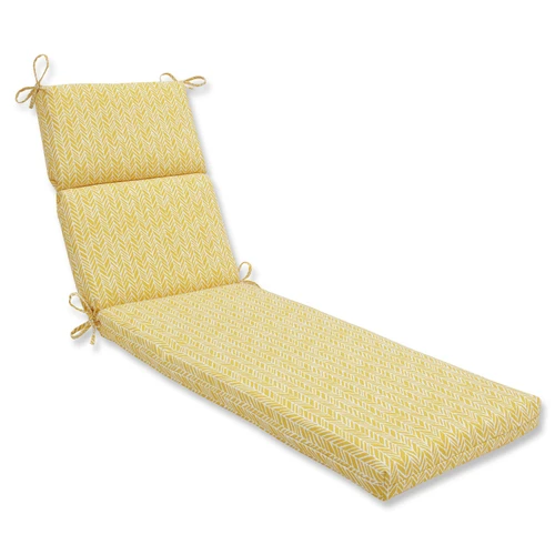 72.5" Yellow and White Paisley Rectangular Outdoor Patio Chaise Lounge Cushion - IMAGE 1