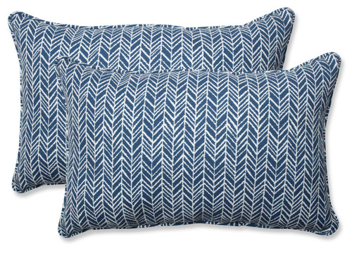 Set of Two Simplistic Nature Inky Blue and Pearly White Rectangular Throw Pillow 24.5” - IMAGE 1