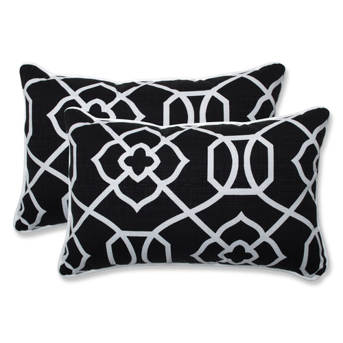 Set of 2 Graceful Black Lattice Outdoor Corded Throw Pillows 18.5" - IMAGE 1