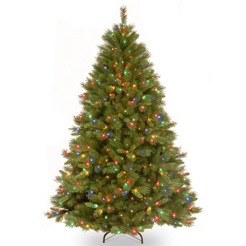 7.5' Pre-Lit Winchester Pine Artificial Christmas Tree, Multicolor Lights - IMAGE 1