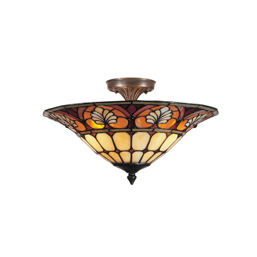 16" Dylan Hand Crafted Glass Tiffany-Style Flush Mount Ceiling Light Fixture - IMAGE 1