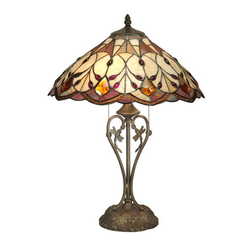 23.75 Antique Bronze Marshall Hand Rolled Art Glass Tiffany-Style Table Lamp - IMAGE 1