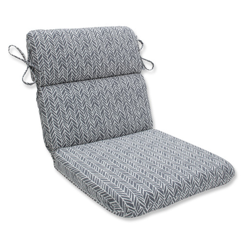 Geometric Outdoor Patio Chair Cushion - 40.5” - Stone Gray and White - IMAGE 1