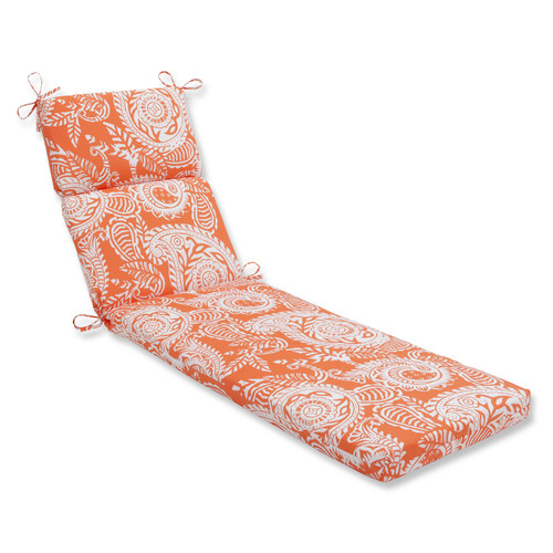 Summer Paisley Outdoor Patio Chaise Lounge Cushion - 72.5" - Orange and White - IMAGE 1