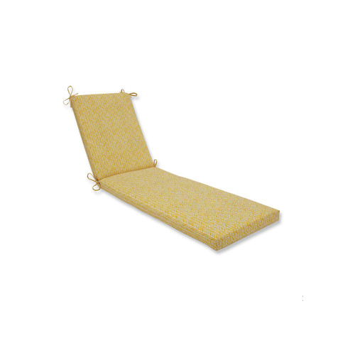 80" Buttercup Yellow and White Herringbone Outdoor Chaise Lounge Cushion - IMAGE 1