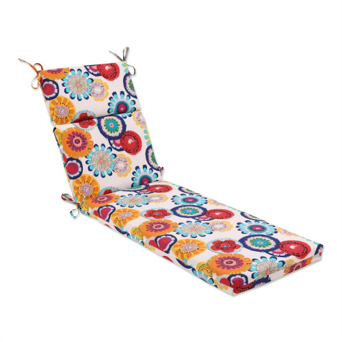 Geometric Outdoor Patio Chaise Lounge Cushion - 72.5" - Blue and White - IMAGE 1