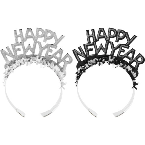 Glittered Happy New Year Party Tiaras - 7" - Club Pack of 50 - IMAGE 1
