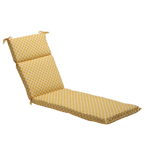 Geometric Outdoor Patio Chaise Lounge Cushion - 72.5" - Yellow and White - IMAGE 1