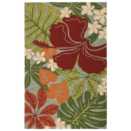 2' x 3' Red and Green Contemporary Handcrafted Rectangular Outdoor Area Throw Rug - IMAGE 1