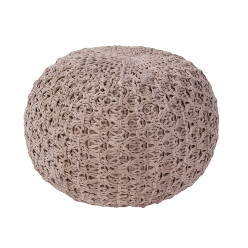 20" Fossil Gray Textured Solid Pattern Spherical Cotton Pouf Ottoman - IMAGE 1