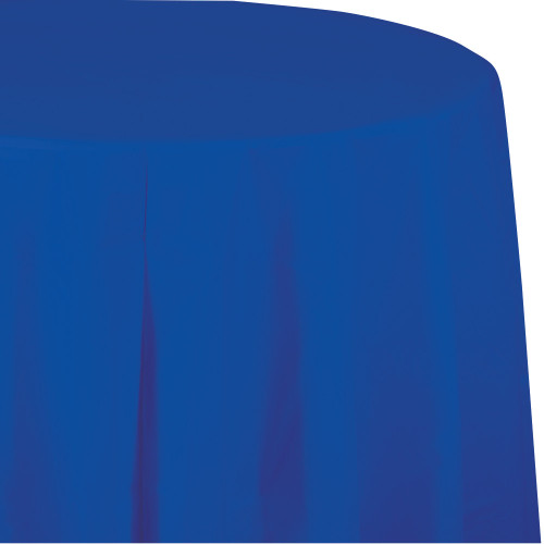 Club Pack of 12 Cobalt Blue Octy-Round Disposable Table Covers 82" - IMAGE 1