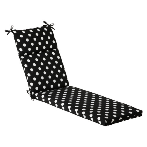 72.5" Black and White Polka Dot Outdoor Patio Furniture Chaise Lounge Cushion - IMAGE 1