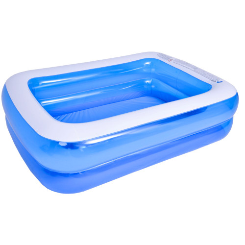 6.5' Blue and White Inflatable Rectangular Swimming Pool - IMAGE 1
