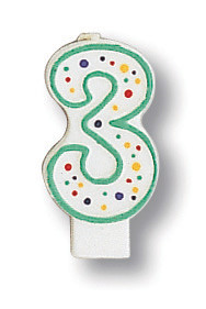 Polka Dot Numeral 3 Birthday Party Candles - 3" - White and Green - Pack of 6 - IMAGE 1