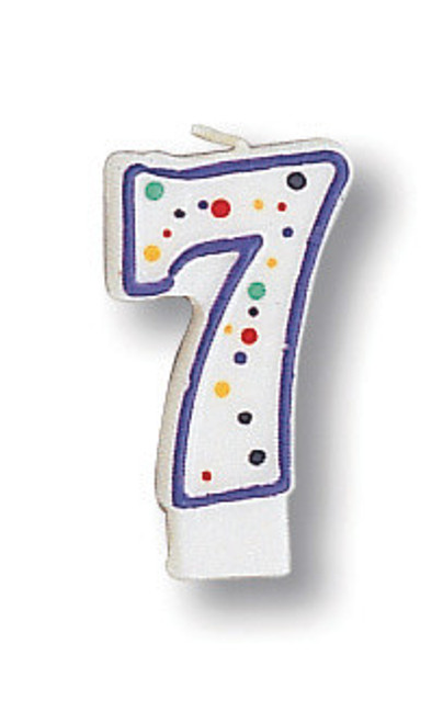Pack of 6 White Polka Dot Numeral 7 with Purple Trim 3" - IMAGE 1