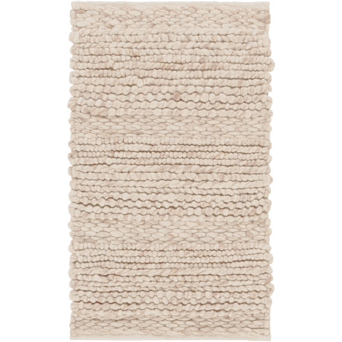 2' x 3' Nature Essence Beige Hand Woven Rectangular Wool Area Throw Rug - IMAGE 1