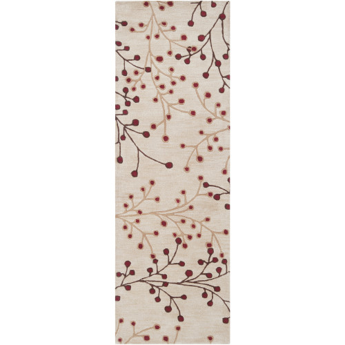 3' x 12' Fair Enoki Carnelian Red and Desert Sand Wool Runner Area Throw Rug - IMAGE 1