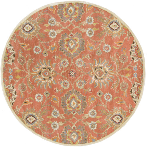 9.75' Tawny Brown and Blue Hand Tufted Round Wool Area Throw Rug - IMAGE 1