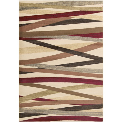 7.75' x 10.75' Contemporary Brown and Beige Shed-Free Rectangular Area Throw Rug - IMAGE 1