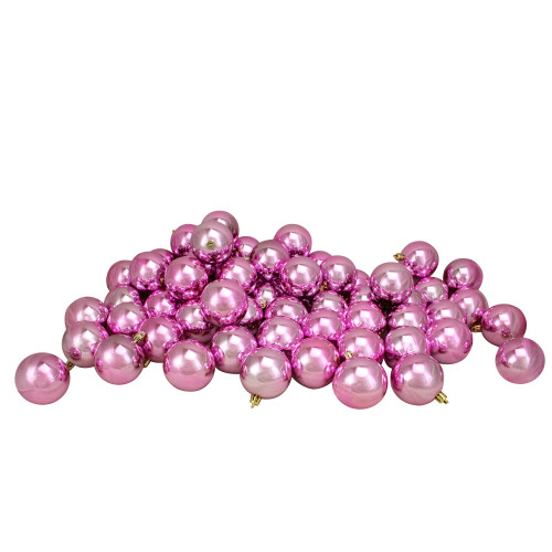60ct Bubblegum Pink Shatterproof Shiny Christmas Ball Ornaments 2.5" (60mm) - IMAGE 1