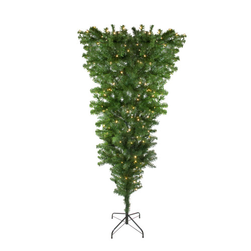 Pre-Lit Spruce Artificial Upside Down Christmas Tree - 6.5' - Warm White LED Lights - IMAGE 1