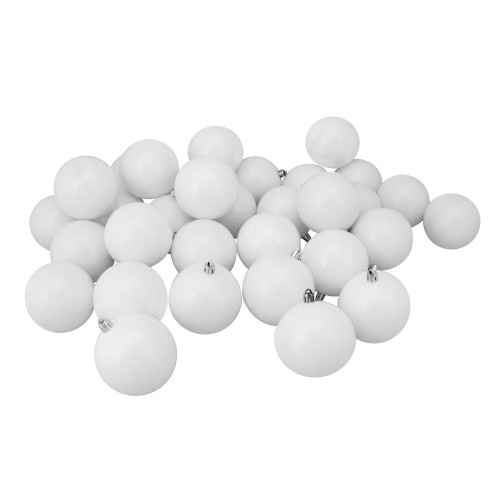 Shatterproof Shiny Christmas Ball Ornaments 3.25 inches (80mm) - White - 32ct - IMAGE 1
