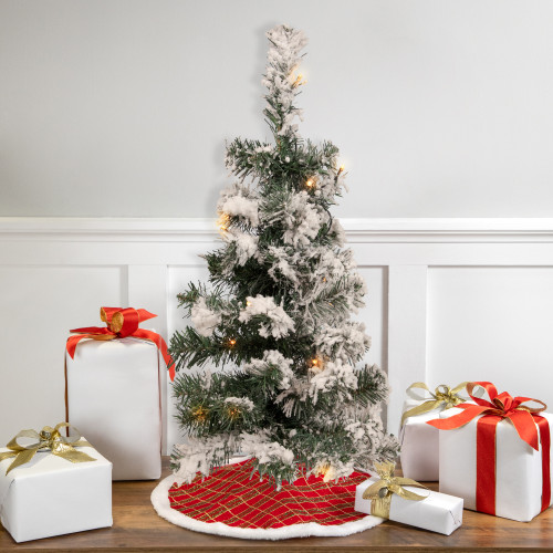 Pre-Lit Medium Flocked Bristol Pine Artificial Christmas Tree - 2' - Warm Clear LED Lights - IMAGE 1