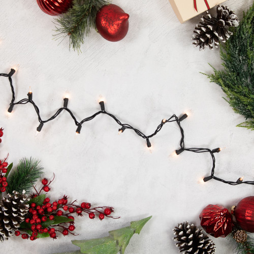 Mini Incandescent Christmas Lights - Clear - 20.25' Black Wire - 100ct - IMAGE 1