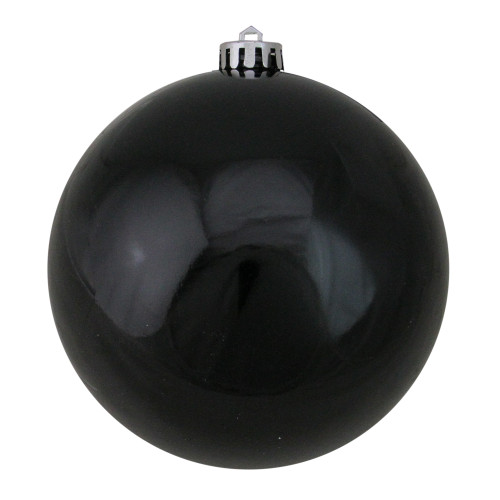 Jet Black Shatterproof Shiny Christmas Ball Ornament 6" (150mm) - IMAGE 1