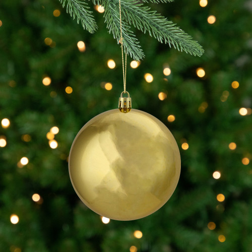 12ct Shiny Vegas Gold Shatterproof Christmas Ball Ornaments 4" (100mm) - IMAGE 1