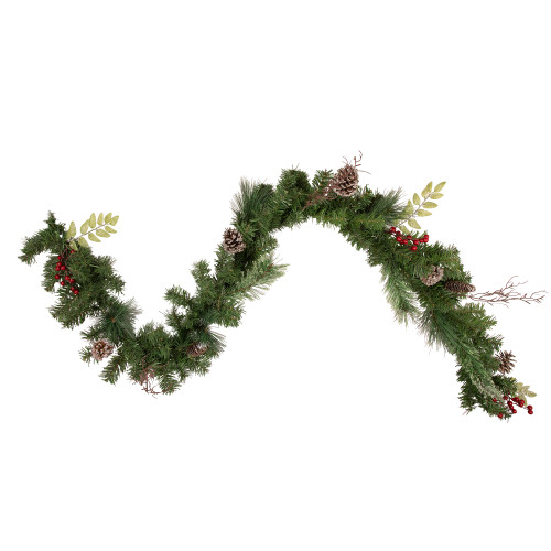Frosted Pine Cone and Berry Artificial Christmas Garland - 6' - Unlit - IMAGE 1