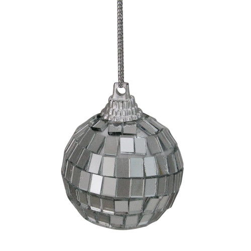 9ct Silver Splendor Mirrored Glass Disco Ball Christmas Ornaments 1.5" (40mm) - IMAGE 1