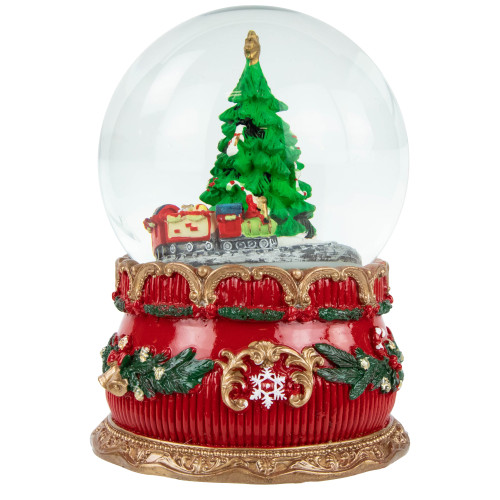 5.5" Musical Christmas Tree and Train Water Globe - IMAGE 1