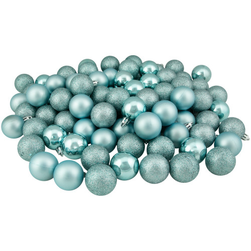 96ct Mermaid Blue Shatterproof 4-Finish Christmas Ball Ornaments 1.5" (40mm) - IMAGE 1