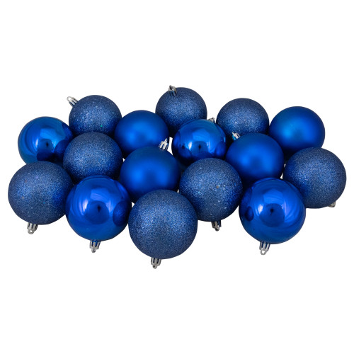 16ct Lavish Blue Shatterproof 4-Finish Christmas Ball Ornaments 3" (75mm) - IMAGE 1