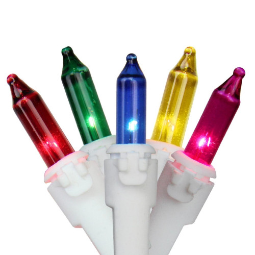 Mini Icicle Incandescent Christmas Lights - Multi-color - 5.75' White Wire - 100ct - IMAGE 1
