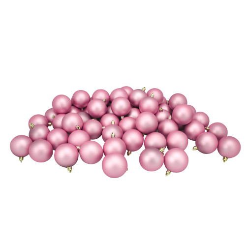 60ct Bubblegum Pink Shatterproof Matte Christmas Ball Ornaments 2.5" (60mm) - IMAGE 1