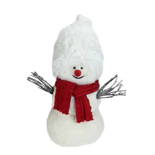 17.75" Red and White Snowman with Scarf Christmas Tabletop Decor - IMAGE 1
