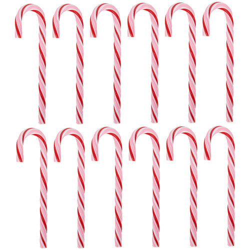 Peppermint Candy Cane Christmas Ornaments - 7" - Red and White - 12 ct - IMAGE 1