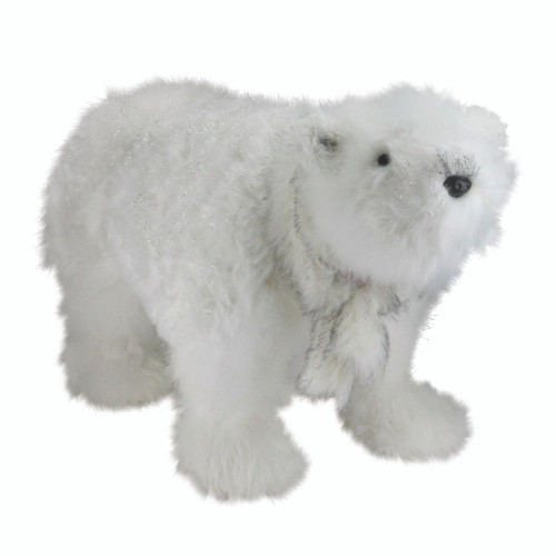 28" White and Black Polar Bear with Scarf Christmas Tabletop Figurine - IMAGE 1