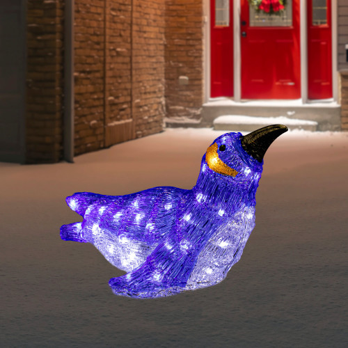 LED Lighted Commercial Grade Acrylic Swimming Penguin Outdoor Christmas Decoration - 16" - Pure White Lights - IMAGE 1