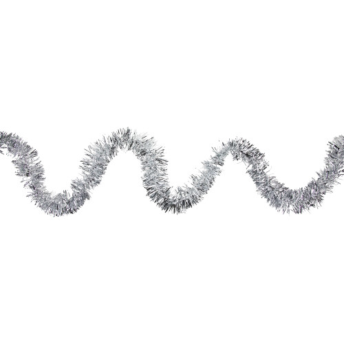 50' x 2.5" Silver Christmas Foil Tinsel Garland - Unlit - IMAGE 1