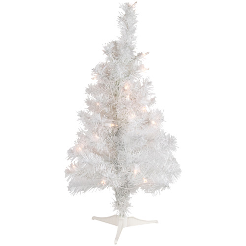 2' Pre-Lit Slim Tinsel Artificial Christmas Tree- Clear Lights - IMAGE 1