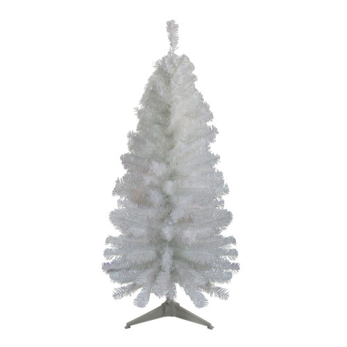 4' Slim White Tinsel Artificial Christmas Tree - Unlit - IMAGE 1